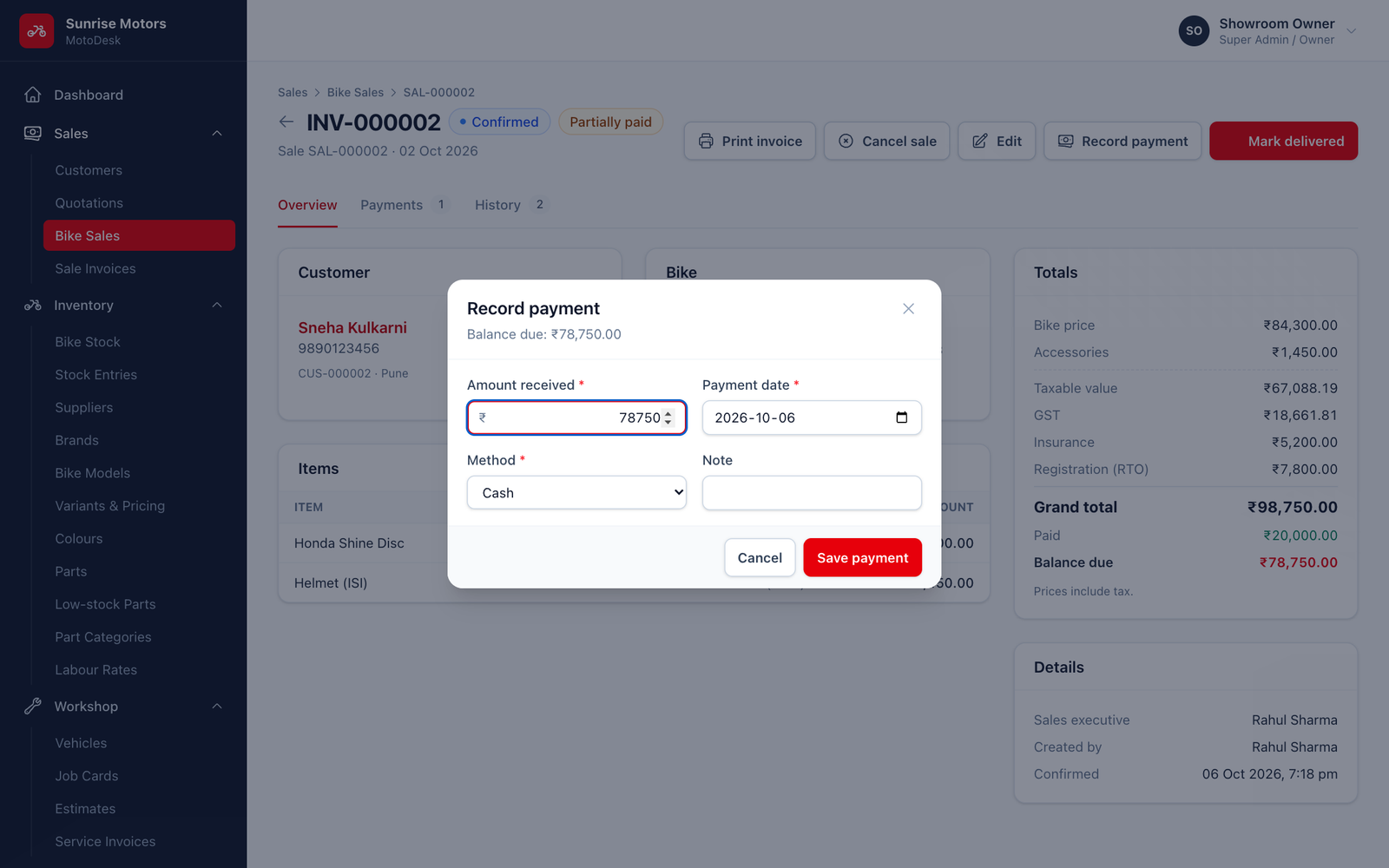 Record payment window