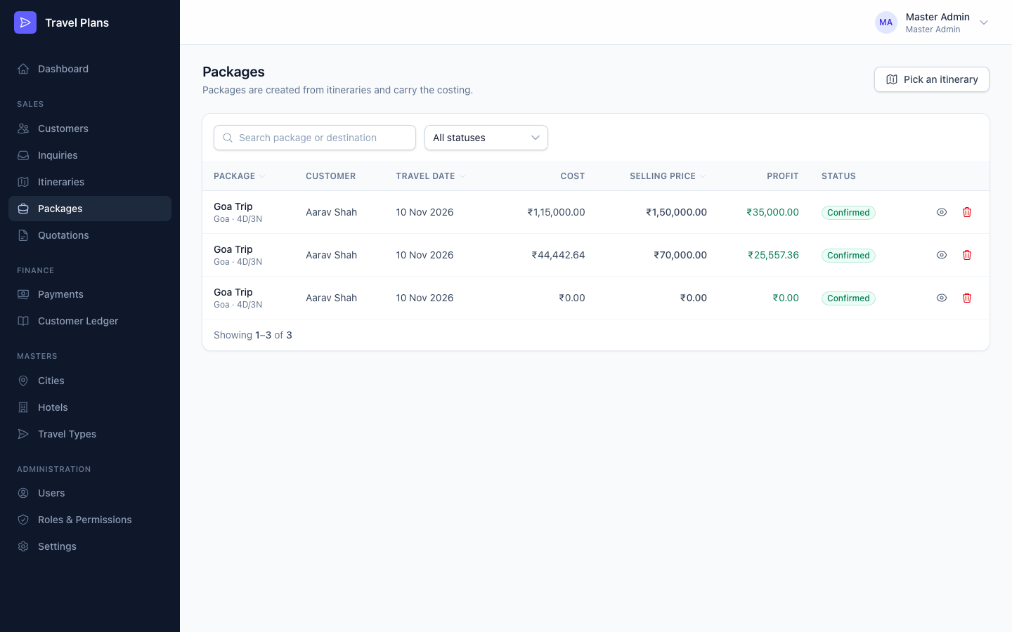 Packages list