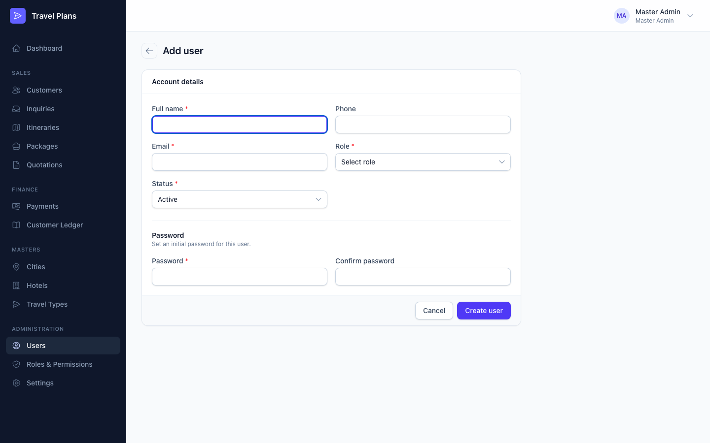 Add user form